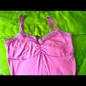 Ambience Apparel Pink Lace Camisole Tank Top
